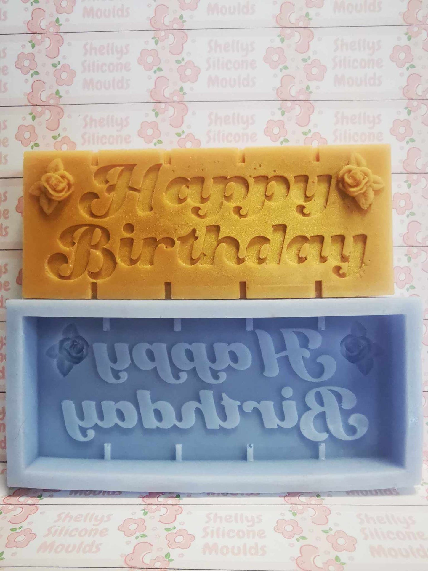 Happy Birthday (Roses) Snap Bar Silicone Moulds x